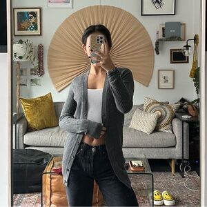 James Perse Grey Ribbed Cardigan